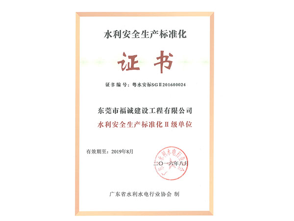 水利安全生产标准化II级单位